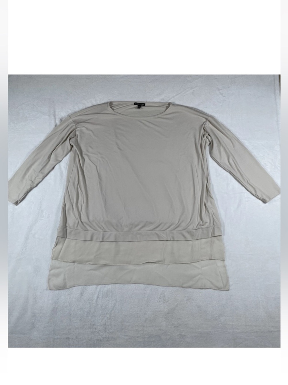 Eileen Fisher Womens M Stretch Jersey 100% SILK Tunic OVERSIZED Ivory/Cream